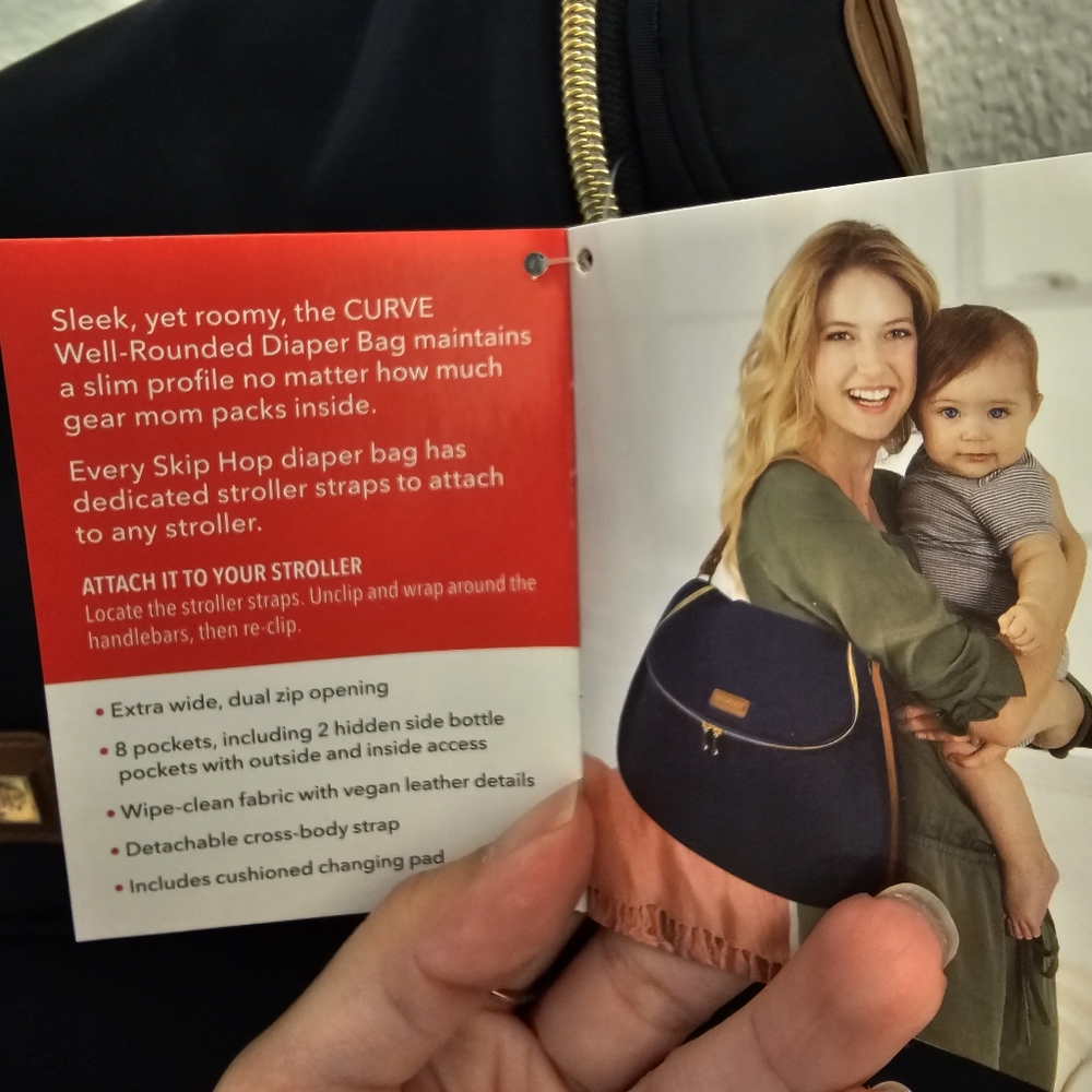 Skip Hop Navy Blue Zip Up Baby Diaper Bag With Stroller Straps NWT With Gold Zip - Picture 9 of 16